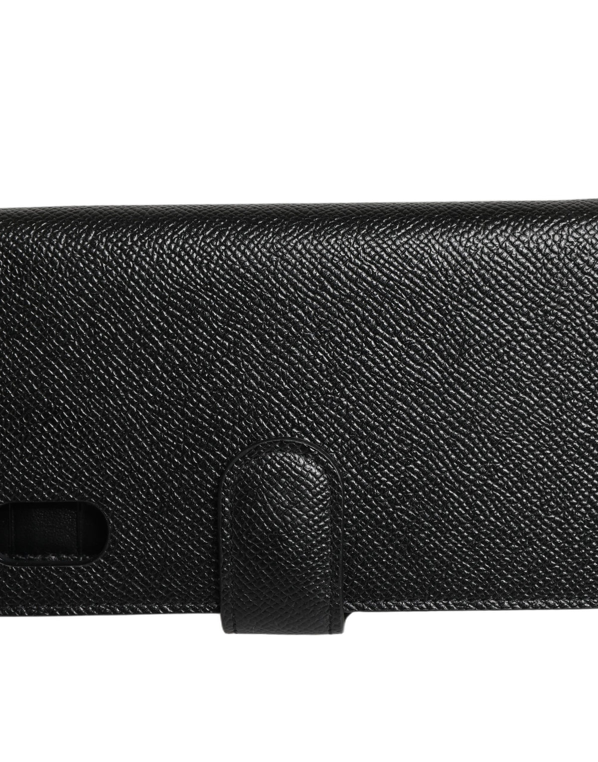 Dolce & Gabbana Black Calf Leather iPhone X-XS Flip Cover Case
