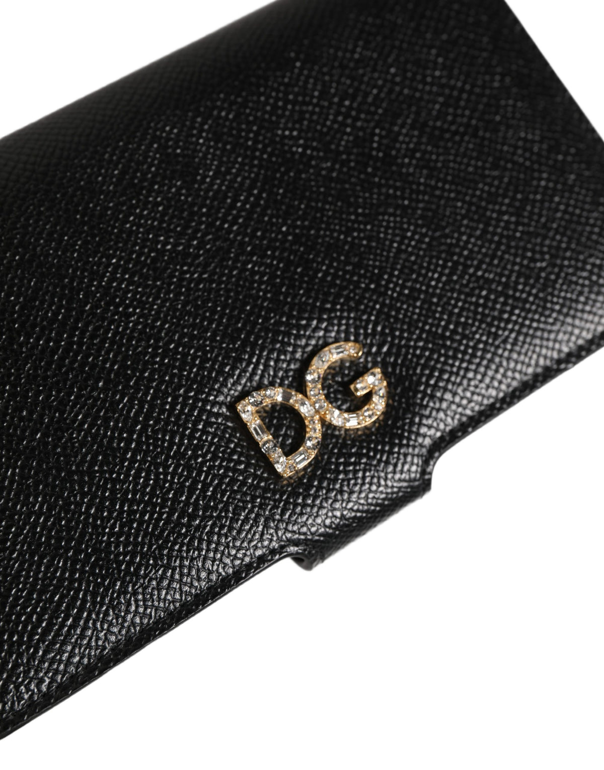 Dolce & Gabbana Black Calf Leather iPhone X-XS Flip Cover Case