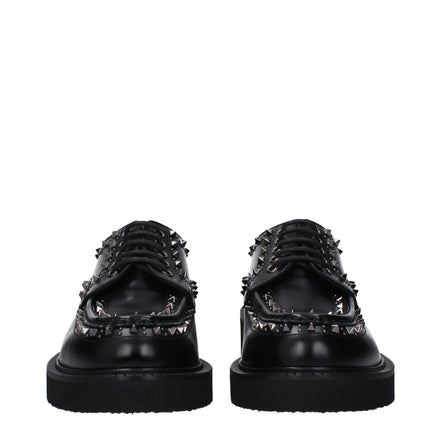 Valentino Garavani Black Leather Oxfords And Derbies