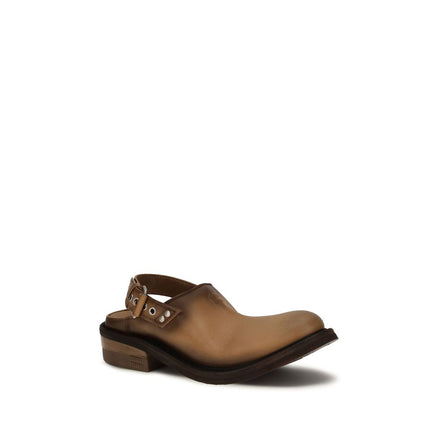 Mules Miu Miu in pelle di vitello marrone Bos Taurus