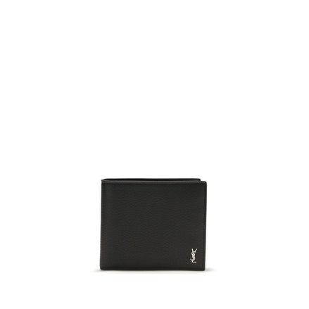 Portefeuille Saint Laurent en Cuir de Veau Noir Bos Taurus