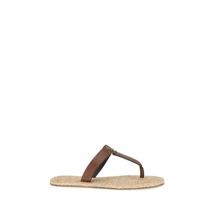 Saint Laurent Brown Calf Leather Flat Sandals