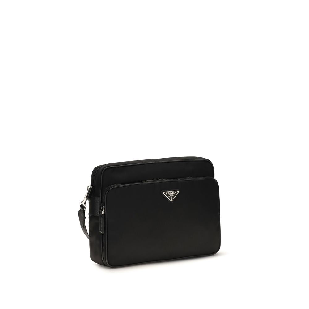 Borsa a Spalla Prada Nera in Poliammide Riciclata