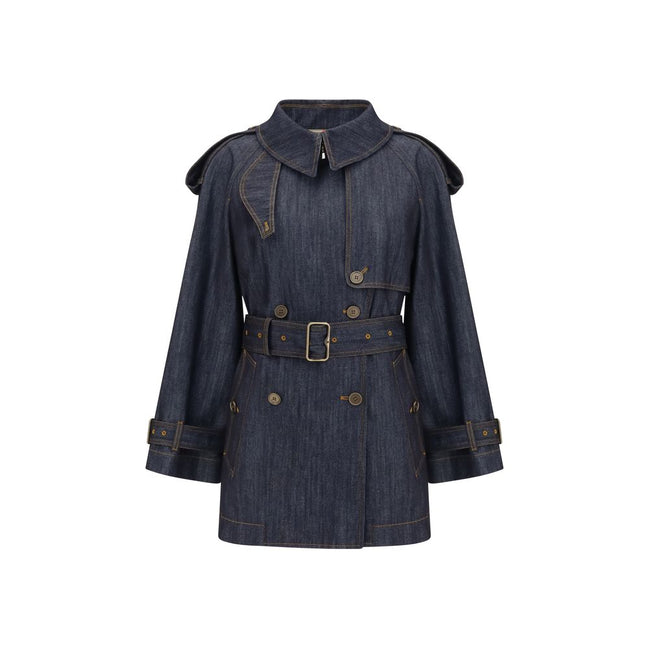 Burberry Blue Cotton Trench Coat
