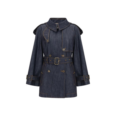 Burberry Blue Cotton Trench Coat