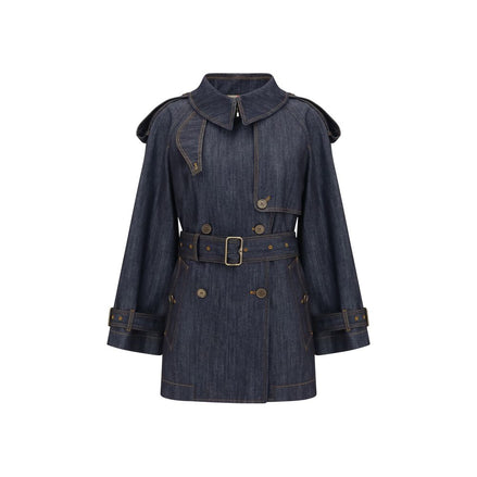 Burberry Blue Cotton Trench Coat