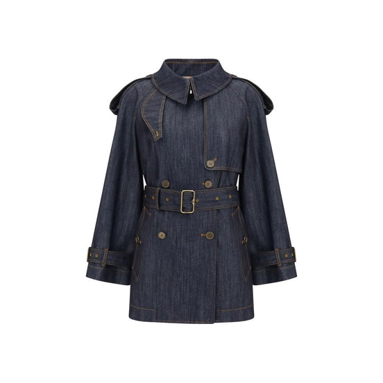 Burberry Blue Cotton Trench Coat
