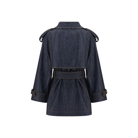 Burberry Blue Cotton Trench Coat