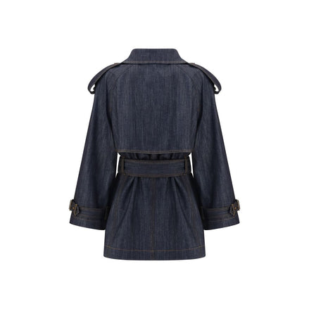 Burberry Blue Cotton Trench Coat