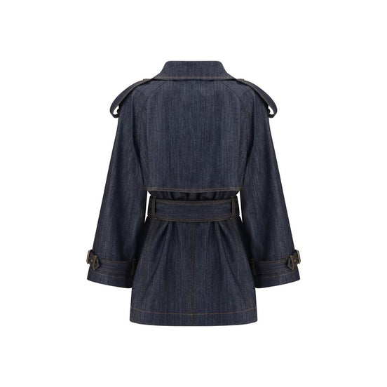 Burberry Blue Cotton Trench Coat