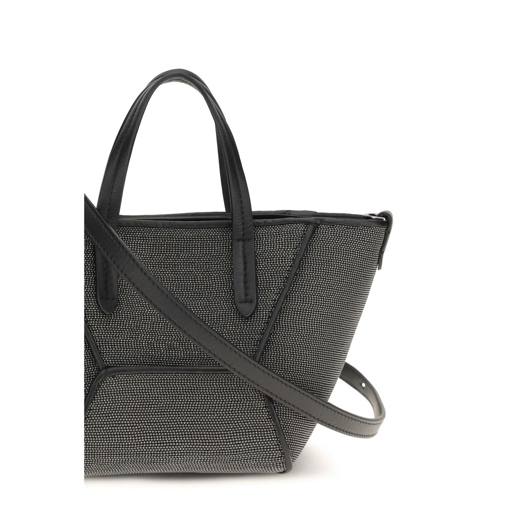 Brunello Cucinelli Black Calf Leather Shoulder Bag