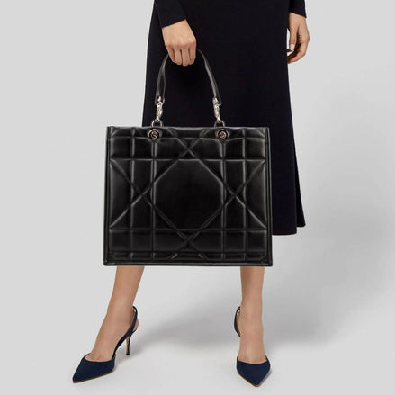 Dior Black Leather Tote Bag