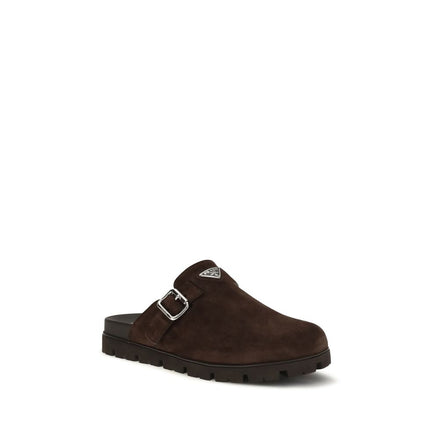 Prada Brown Calf Leather Mules