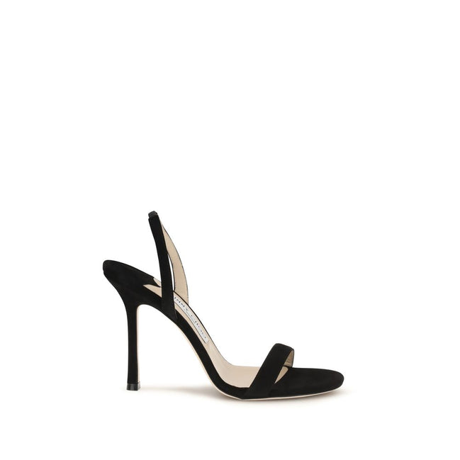 Jimmy Choo Black Calf Leather Stiletto Heel Sandals