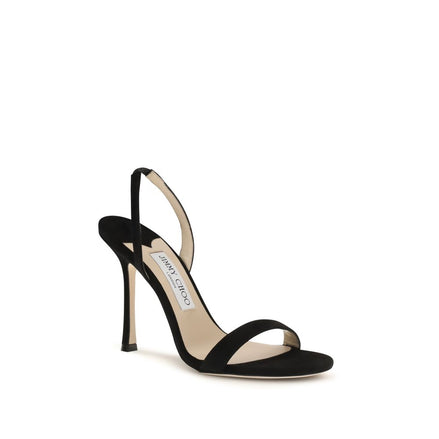 Jimmy Choo Black Calf Leather Stiletto Heel Sandals