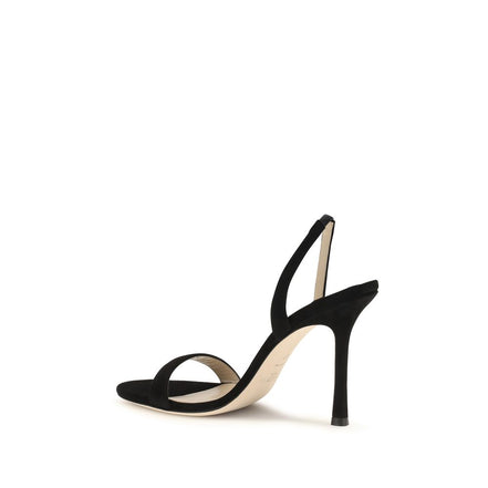 Jimmy Choo Black Calf Leather Stiletto Heel Sandals