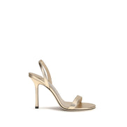 Jimmy Choo Gold Calf Leather Stiletto Heel Sandals