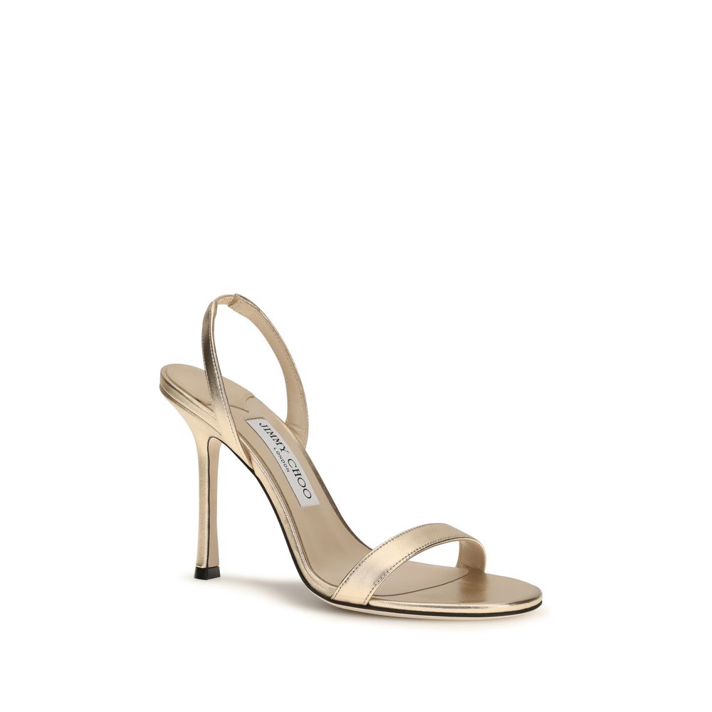 Jimmy Choo Gold Calf Leather Stiletto Heel Sandals
