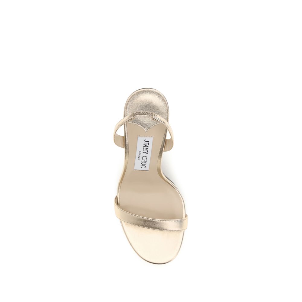 Jimmy Choo Gold Calf Leather Stiletto Heel Sandals
