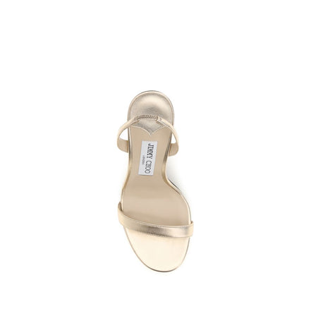 Jimmy Choo Gold Calf Leather Stiletto Heel Sandals