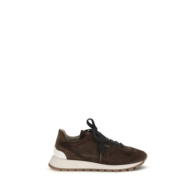 Brunello Cucinelli Brown Calf Leather Athletic Sneakers