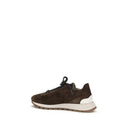 Brunello Cucinelli Brown Calf Leather Athletic Sneakers