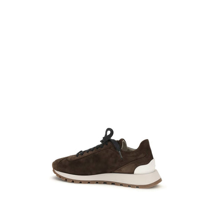 Brunello Cucinelli Brown Calf Leather Athletic Sneakers