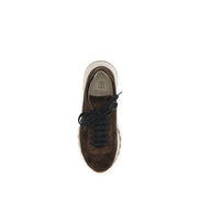 Brunello Cucinelli Brown Calf Leather Athletic Sneakers
