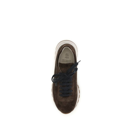 Brunello Cucinelli Brown Calf Leather Athletic Sneakers