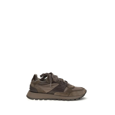 Brunello Cucinelli Brown Calf Leather Athletic Sneakers