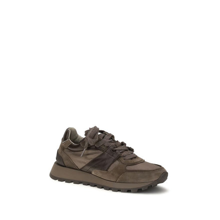 Brunello Cucinelli Brown Calf Leather Athletic Sneakers