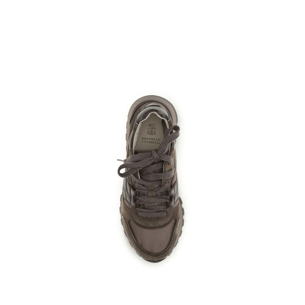 Brunello Cucinelli Brown Calf Leather Athletic Sneakers