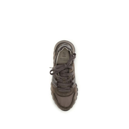 Brunello Cucinelli Brown Calf Leather Athletic Sneakers