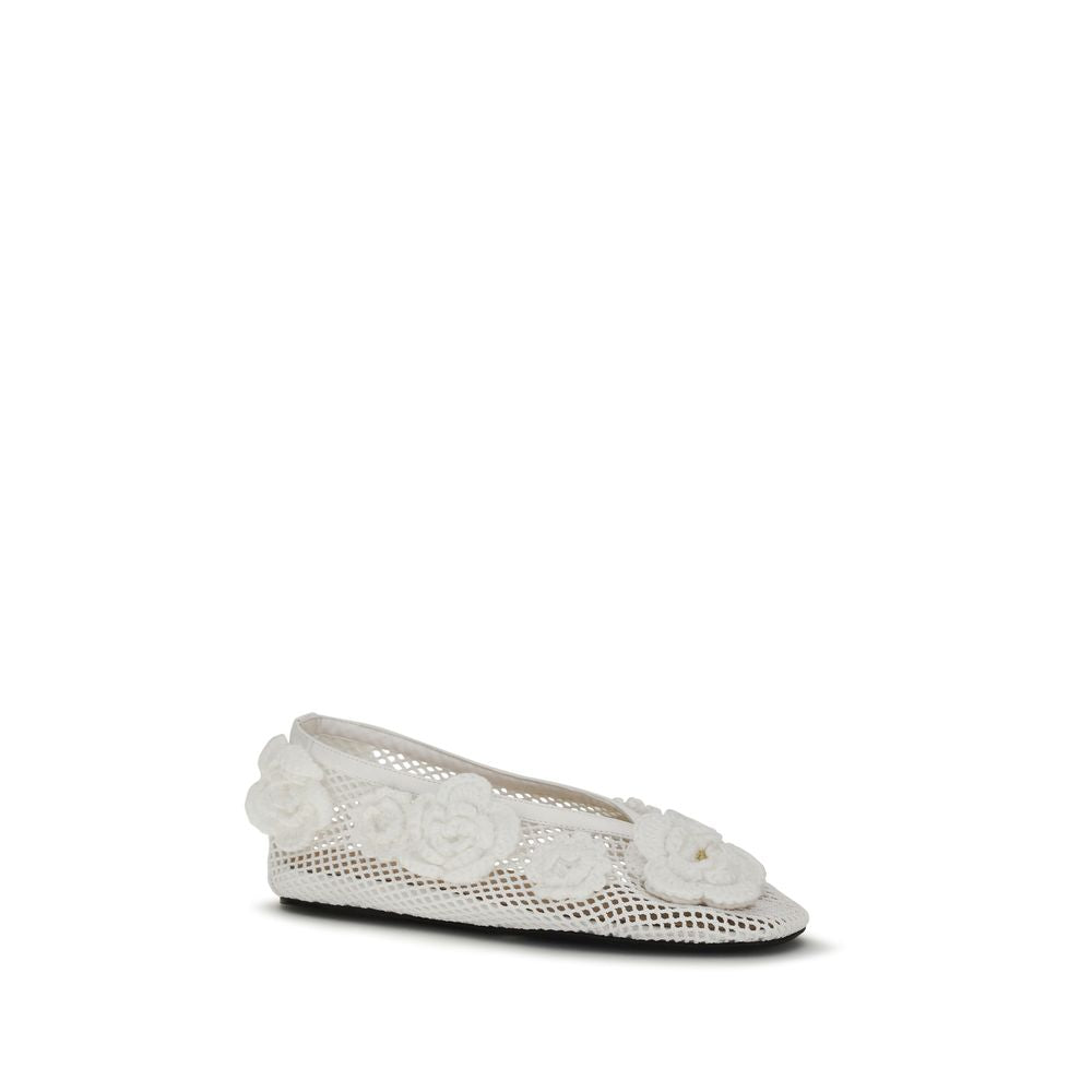 Ganni White Ballet Flats