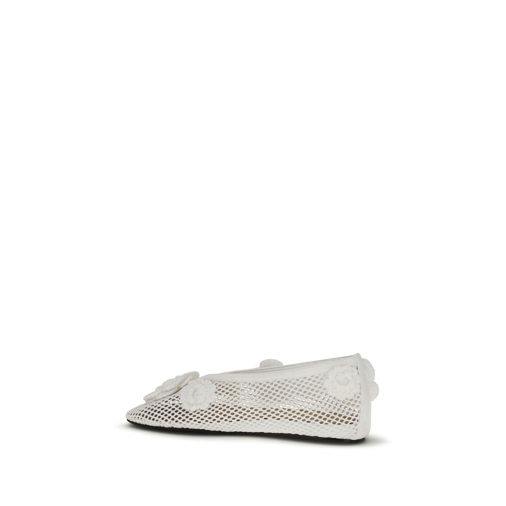 Ganni White Ballet Flats