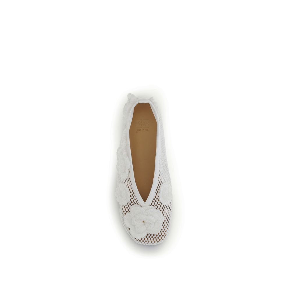 Ganni White Ballet Flats