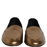 Dolce & Gabbana Gold Leather DG Logo Slip On Men Loafers Shoes