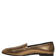 Dolce & Gabbana Gold Leather DG Logo Slip On Men Loafers Shoes