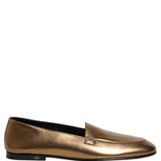 Dolce & Gabbana Gold Leather DG Logo Slip On Men Loafers Shoes
