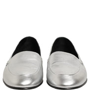 Dolce & Gabbana Silver Leather DG Logo Slip-On Loafers