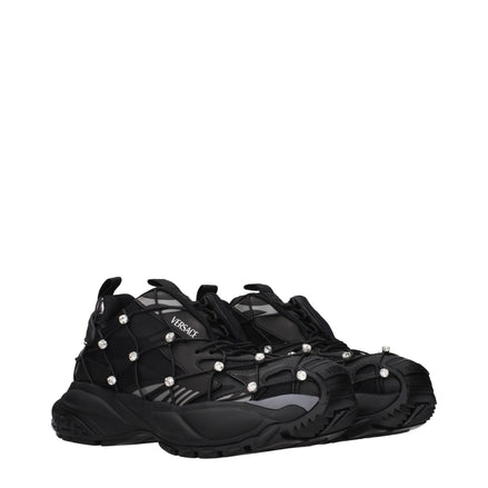 Versace Black Fabric Chunky Sneakers