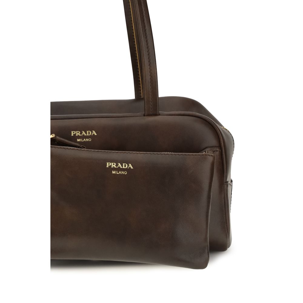 Prada Brown Calf Leather Shoulder Bag