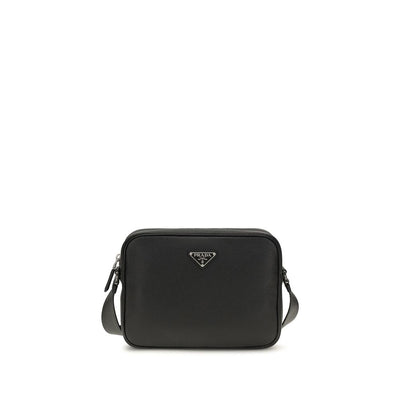 Prada Black Calf Leather Shoulder Bag - Men