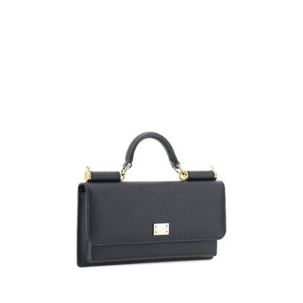 Dolce & Gabbana Black Calf Leather Shoulder Bag - Micro Sicily