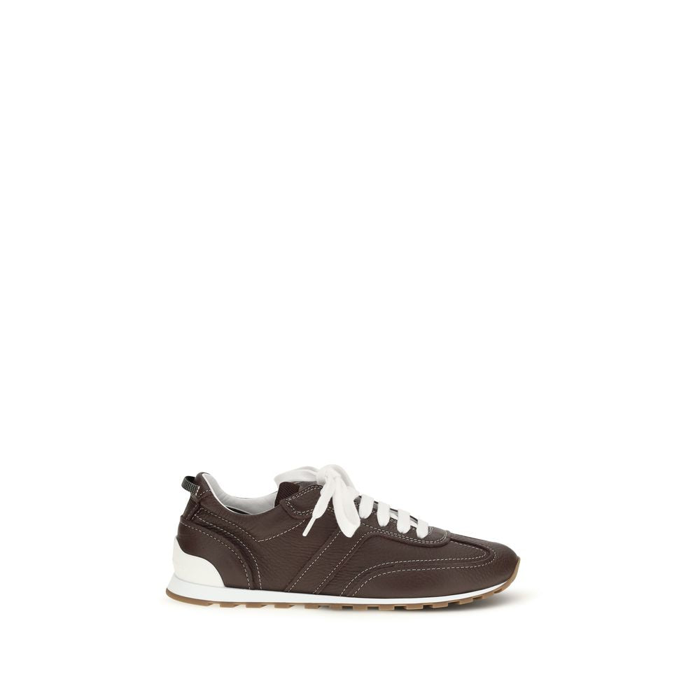 Brunello Cucinelli Brown Calf Leather Athletic Sneakers - Women