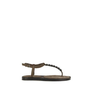 Brunello Cucinelli Brown Calf Leather Flat Sandals - Women