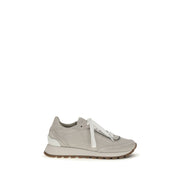 Brunello Cucinelli Gray Calf Leather Athletic Sneakers