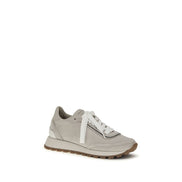 Brunello Cucinelli Gray Calf Leather Athletic Sneakers