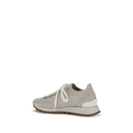 Brunello Cucinelli Gray Calf Leather Athletic Sneakers