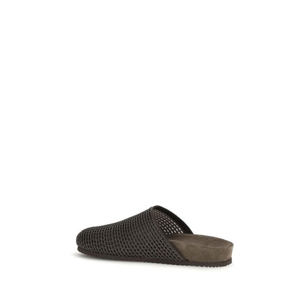 Brunello Cucinelli Brown Calf Leather Slides - Flats